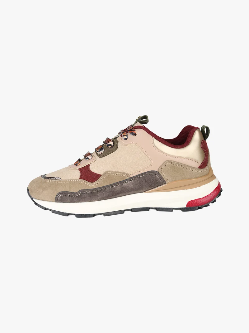 Sneakers donna in pelle scamosciata multicolore - taupe