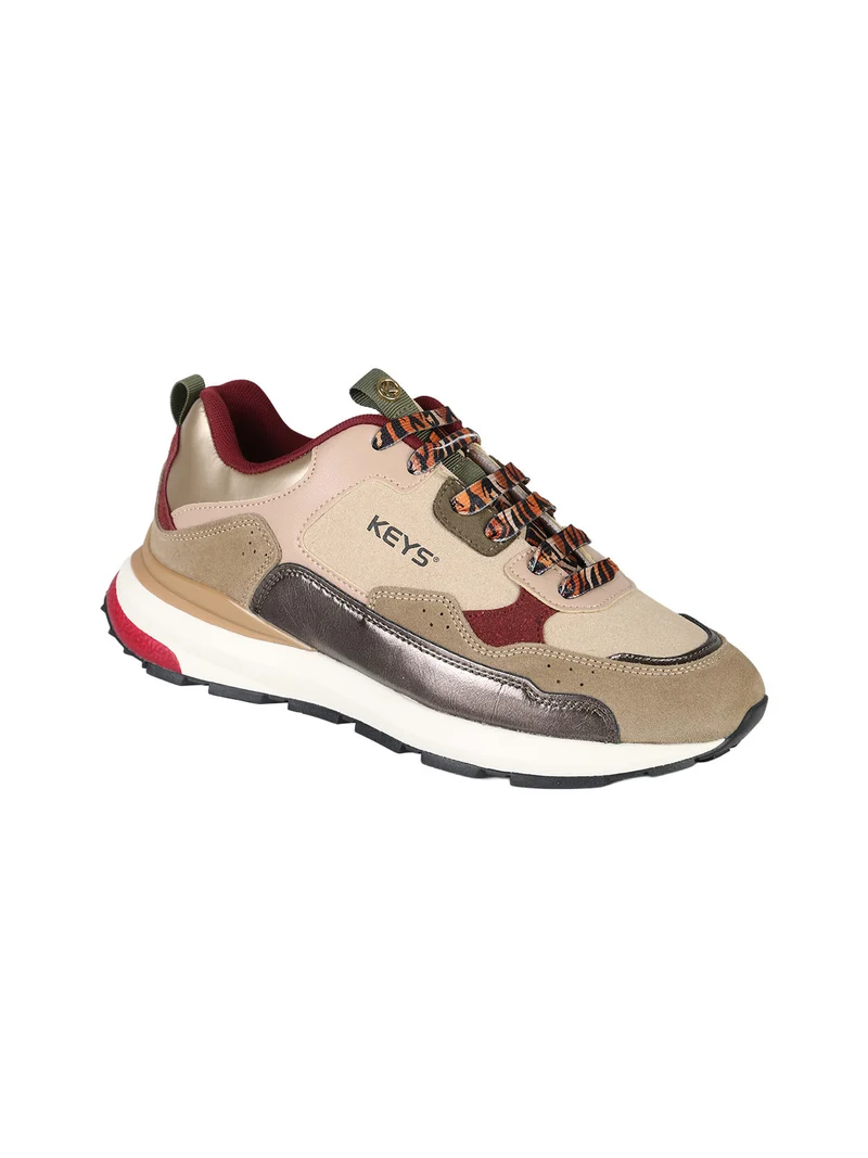 Sneakers donna in pelle scamosciata multicolore - taupe