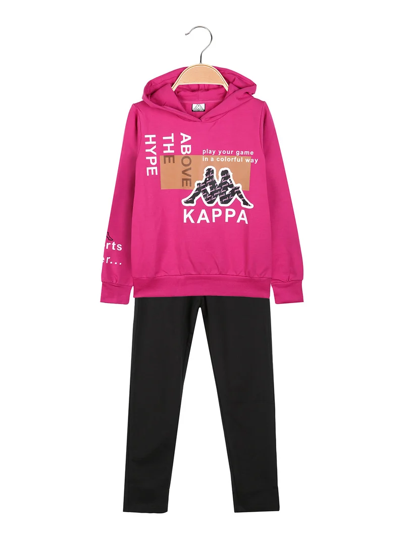 Completo tuta da ragazza 2 pezzi con cappuccio - fucsia