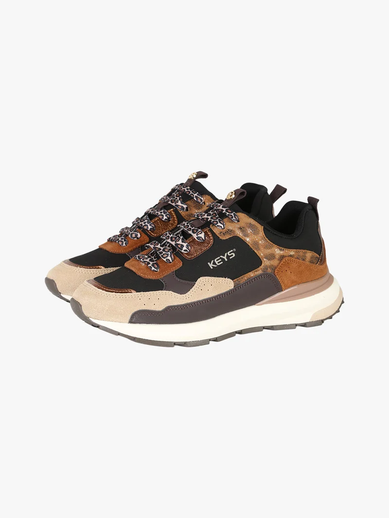 Sneakers donna in pelle scamosciata multicolore - nero