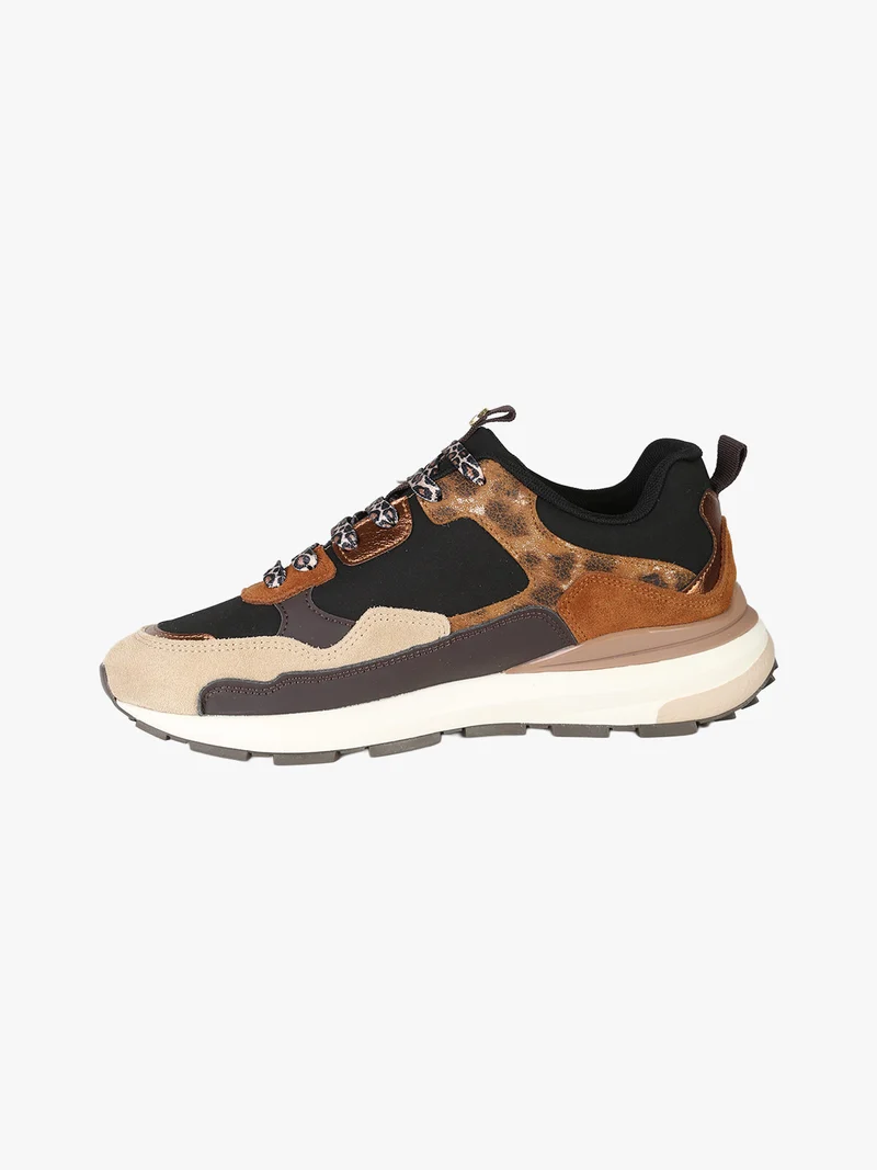 Sneakers donna in pelle scamosciata multicolore - nero