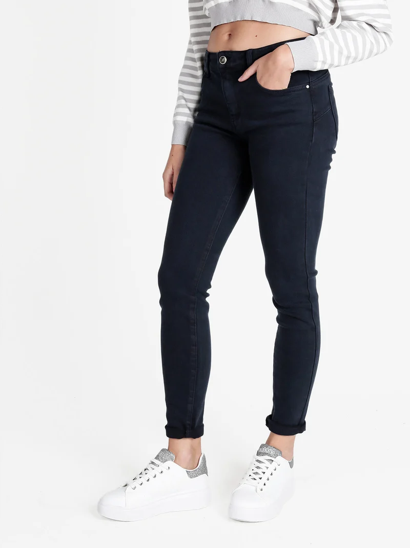 Pantaloni donna push up - blu scuro