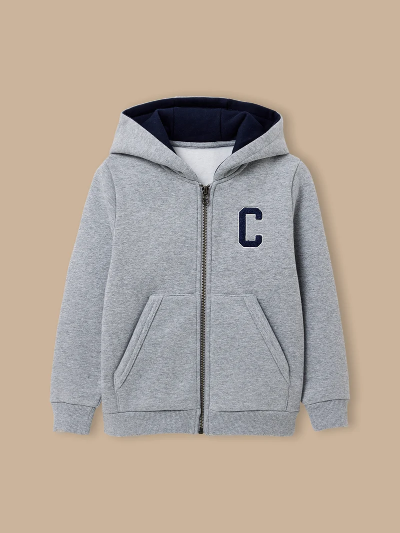 Jungen-Sweatjacke mit Reißverschluss und Kapuze