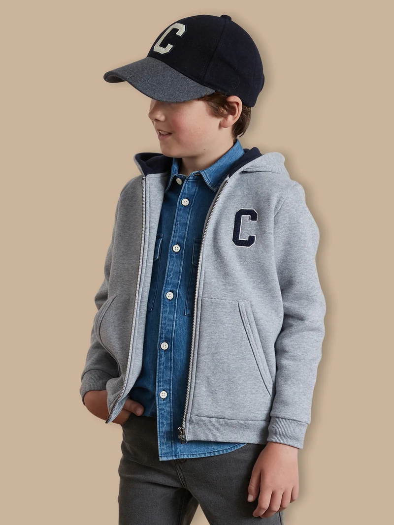 Jungen-Sweatjacke mit Reißverschluss und Kapuze