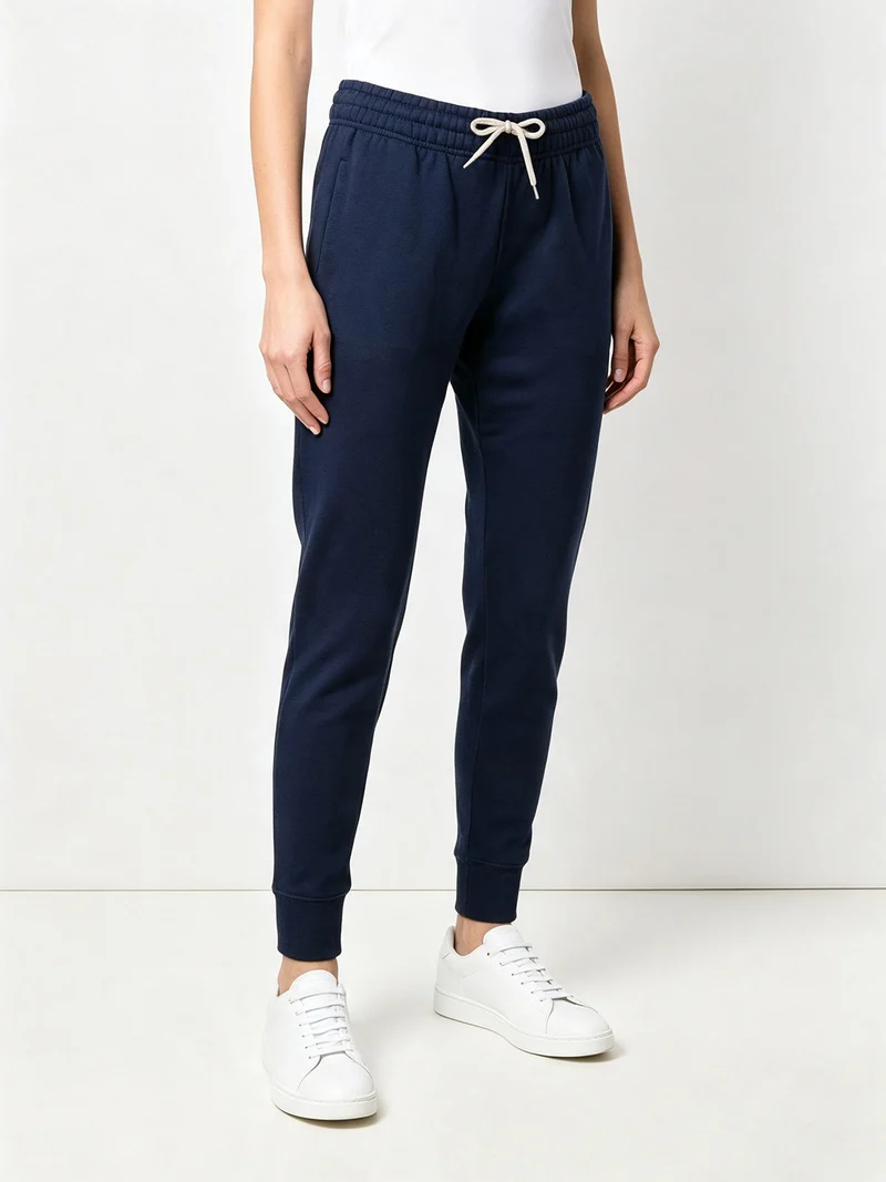 Pantaloni sportivi da donna con polsini e interno felpato - blu scuro