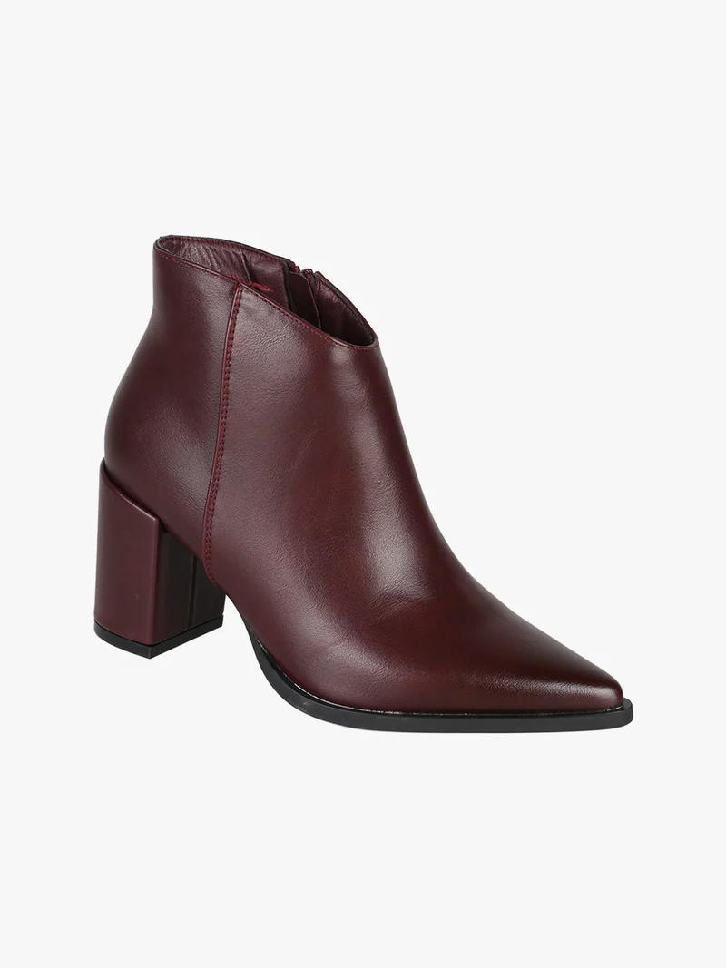 Stivaletti donna con tacco largo e zip - bordeaux