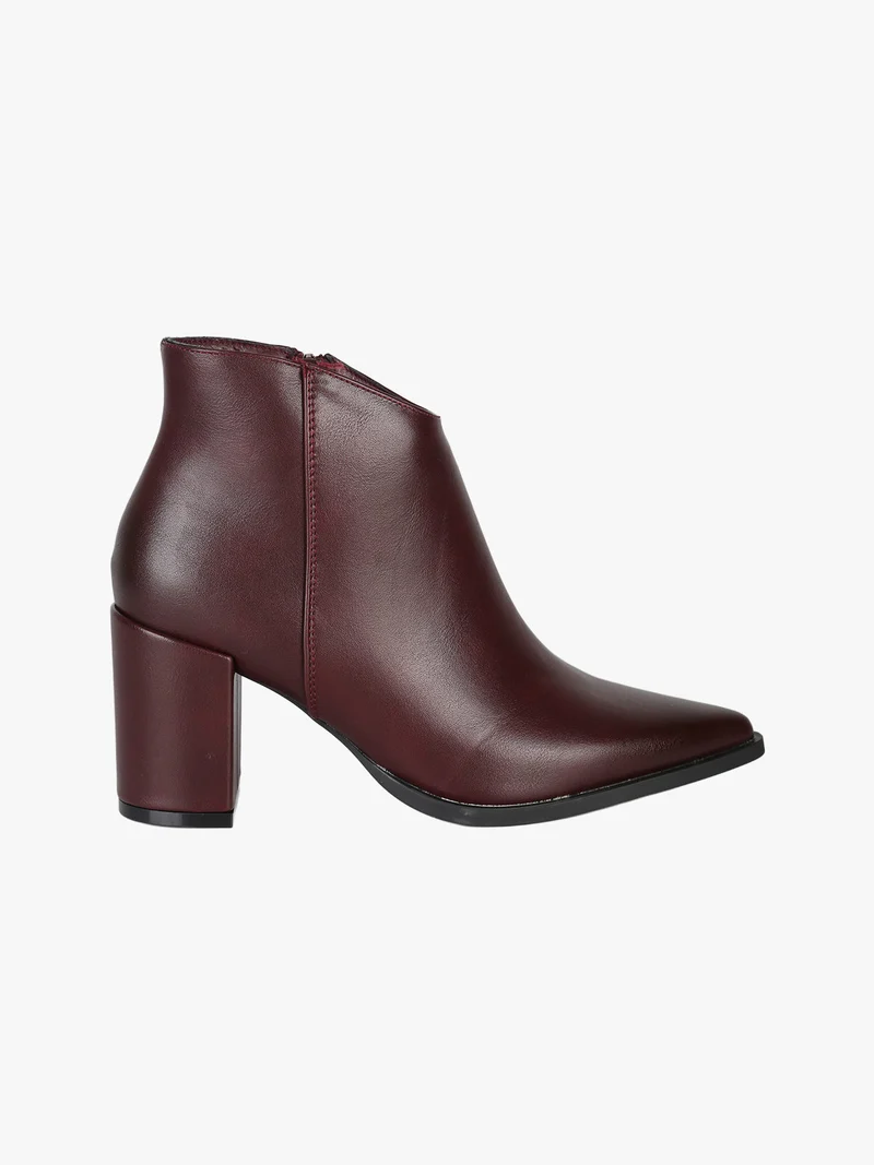 Stivaletti donna con tacco largo e zip - bordeaux