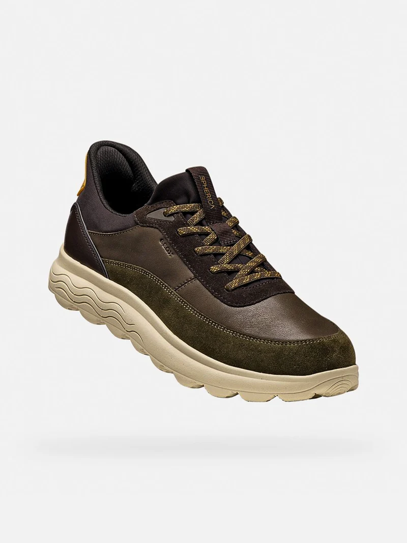 SPHERICA PLUS Sneakers slip in da uomo con dettagli in pelle - caffè