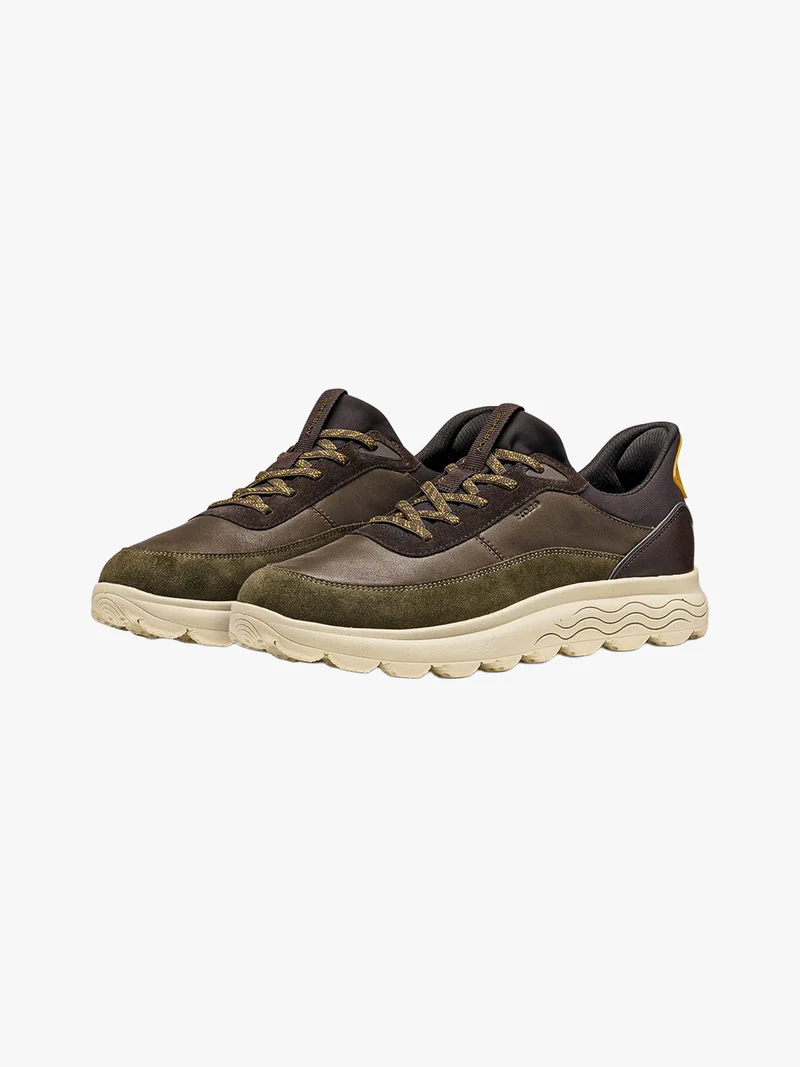 SPHERICA PLUS Sneakers slip in da uomo con dettagli in pelle - caffè