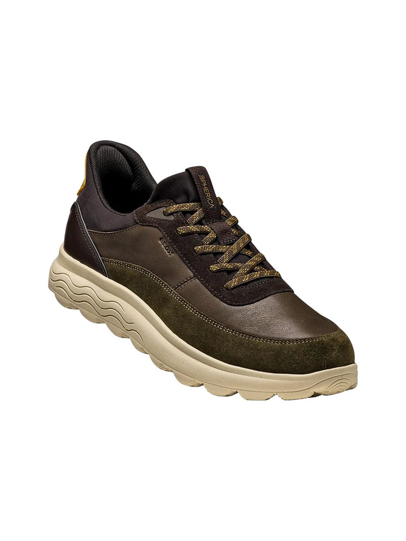 SPHERICA PLUS Sneakers slip in da uomo con dettagli in pelle - caffè