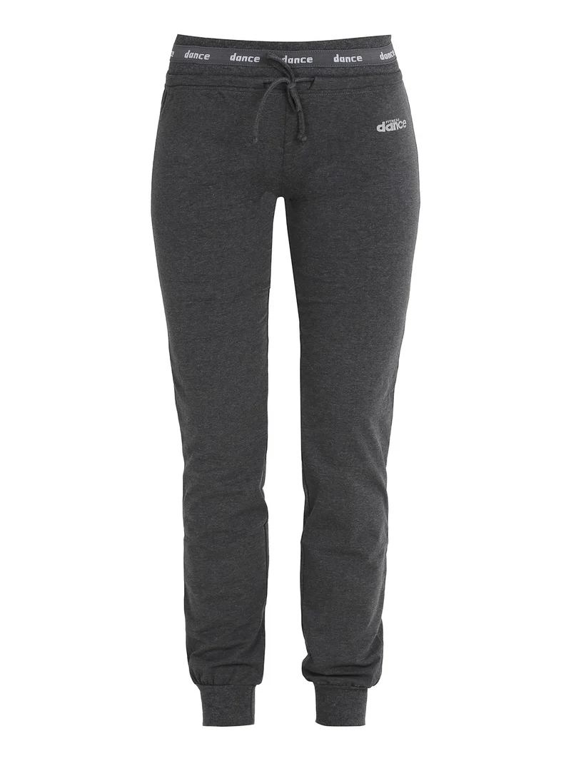 Pantaloni donna sportivi con coulisse e polsini - grigio scuro