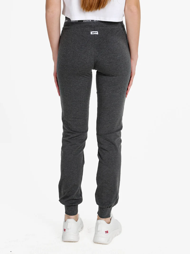 Pantaloni donna sportivi con coulisse e polsini - grigio scuro
