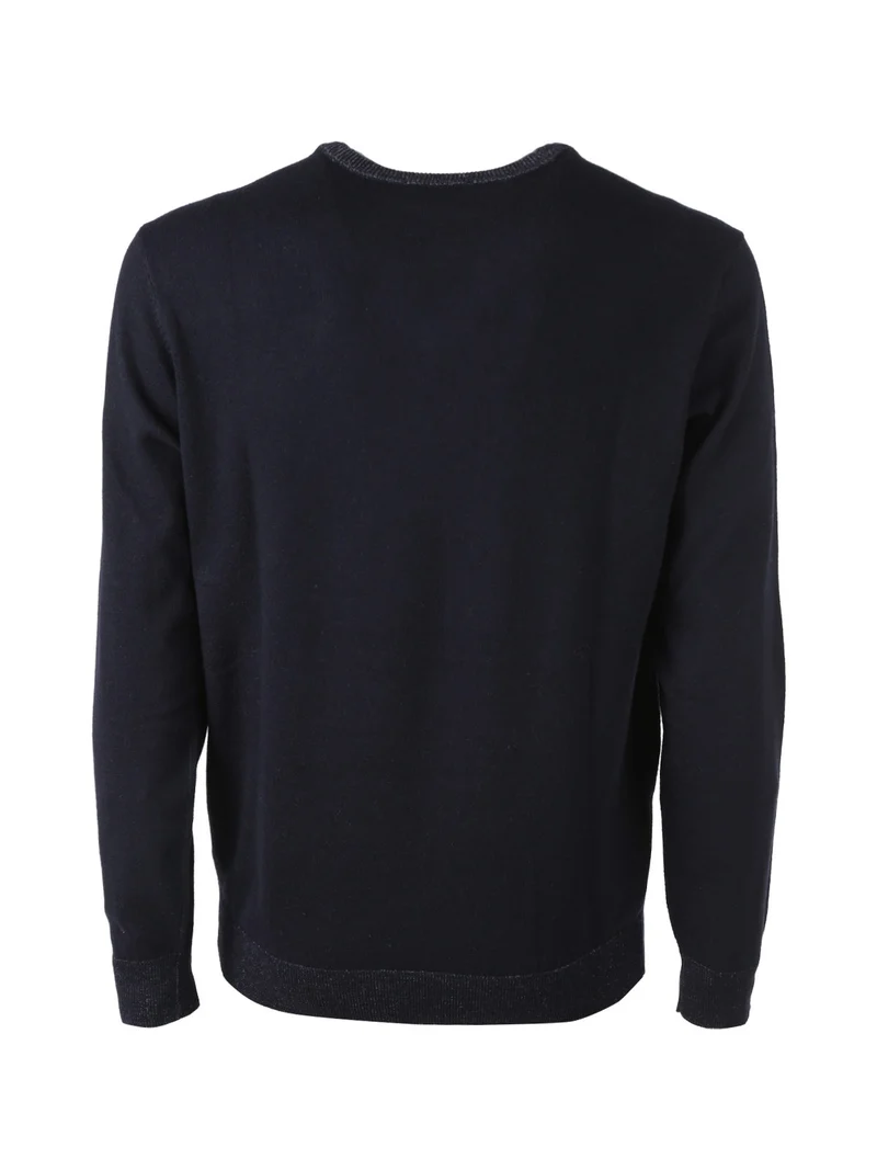 Pullover da uomo in maglia con doppio scollo - blu scuro