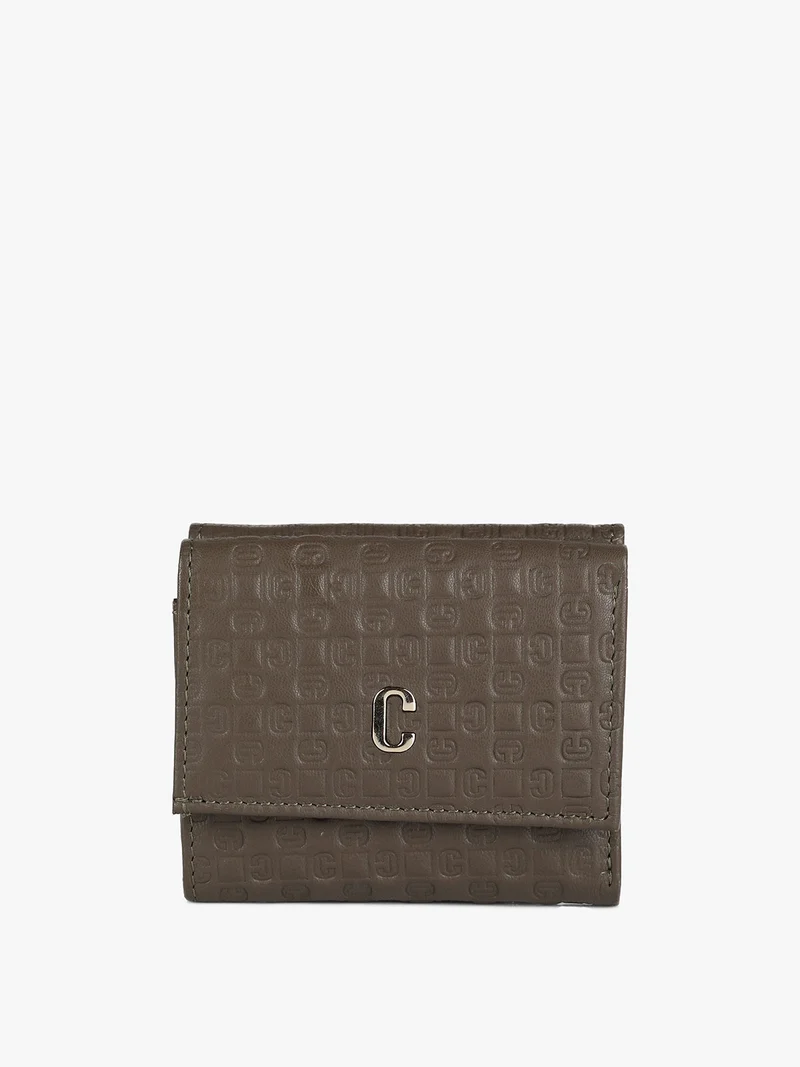 Portafoglio mini in pelle da donna - oliva