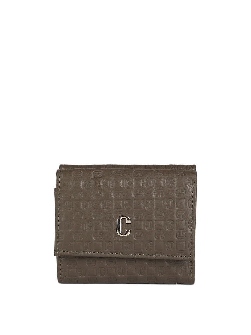 Portafoglio mini in pelle da donna - oliva