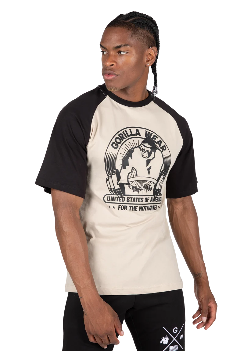 Logan Oversized T-Shirt - Beige/Black