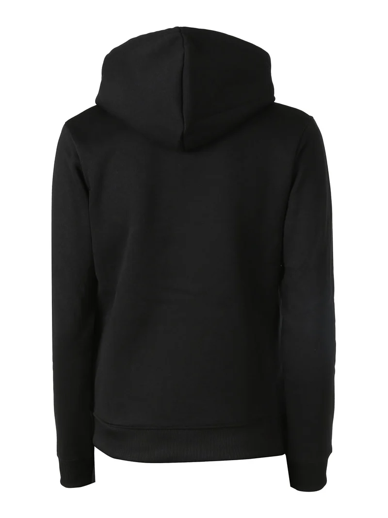 Felpa donna full zip con cappuccio e interno felpato - nero