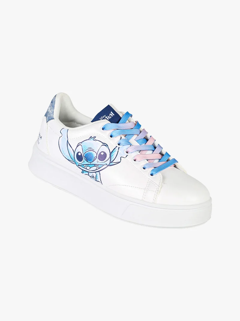 Stitch sneakers stringate da donna con platform - bianco