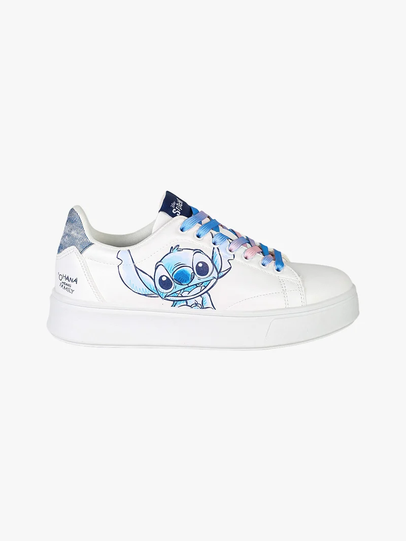 Stitch sneakers stringate da donna con platform - bianco