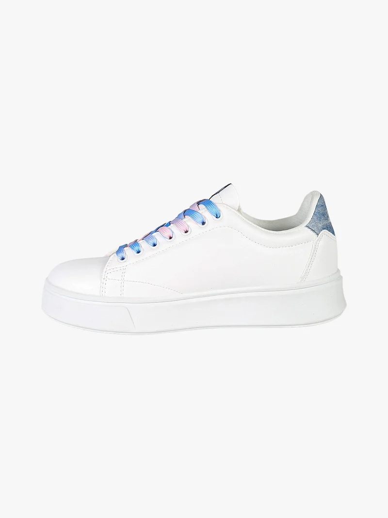 Stitch sneakers stringate da donna con platform - bianco