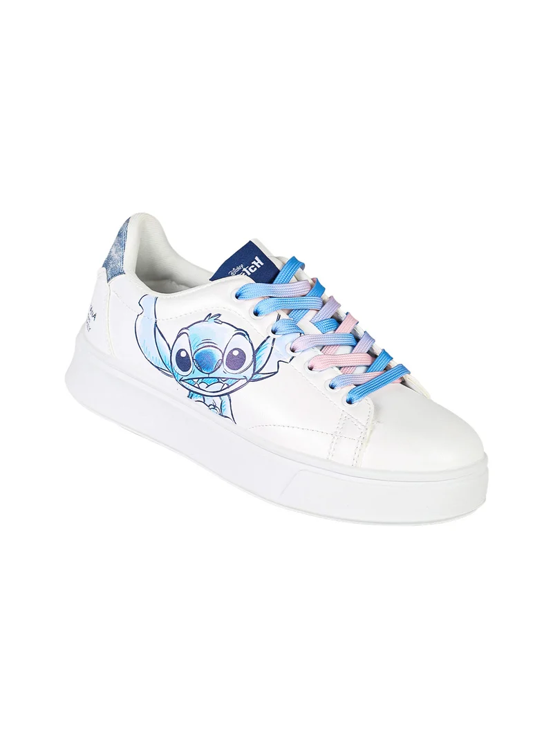 Stitch sneakers stringate da donna con platform - bianco