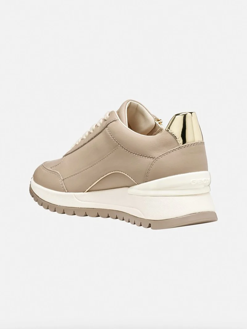 DESYA Sneakers donna in pelle con zeppa - beige