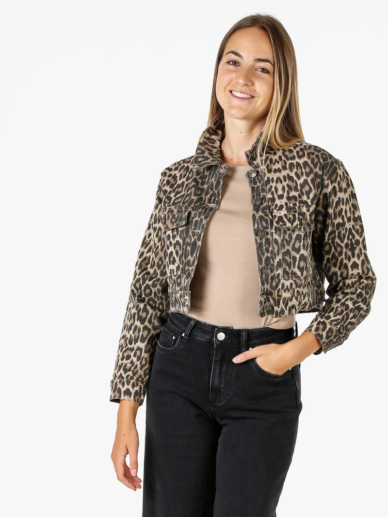 Giacca donna cropped maculata - multicolore
