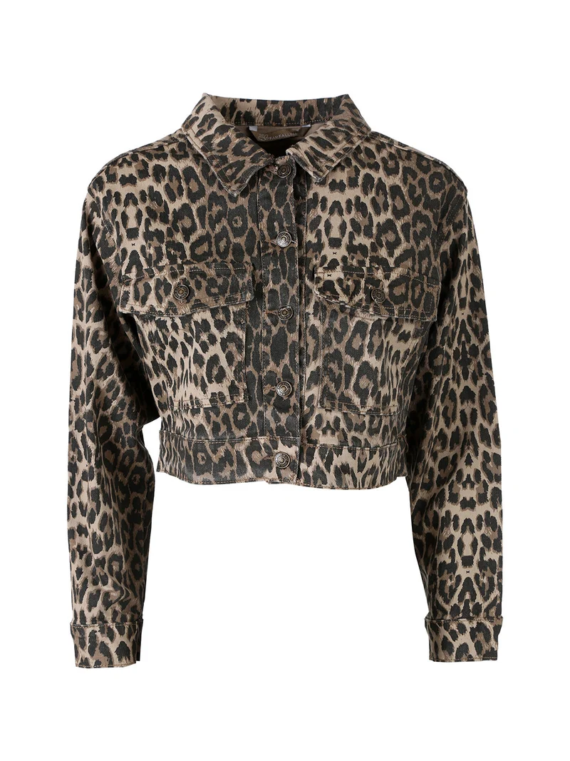 Giacca donna cropped maculata - multicolore