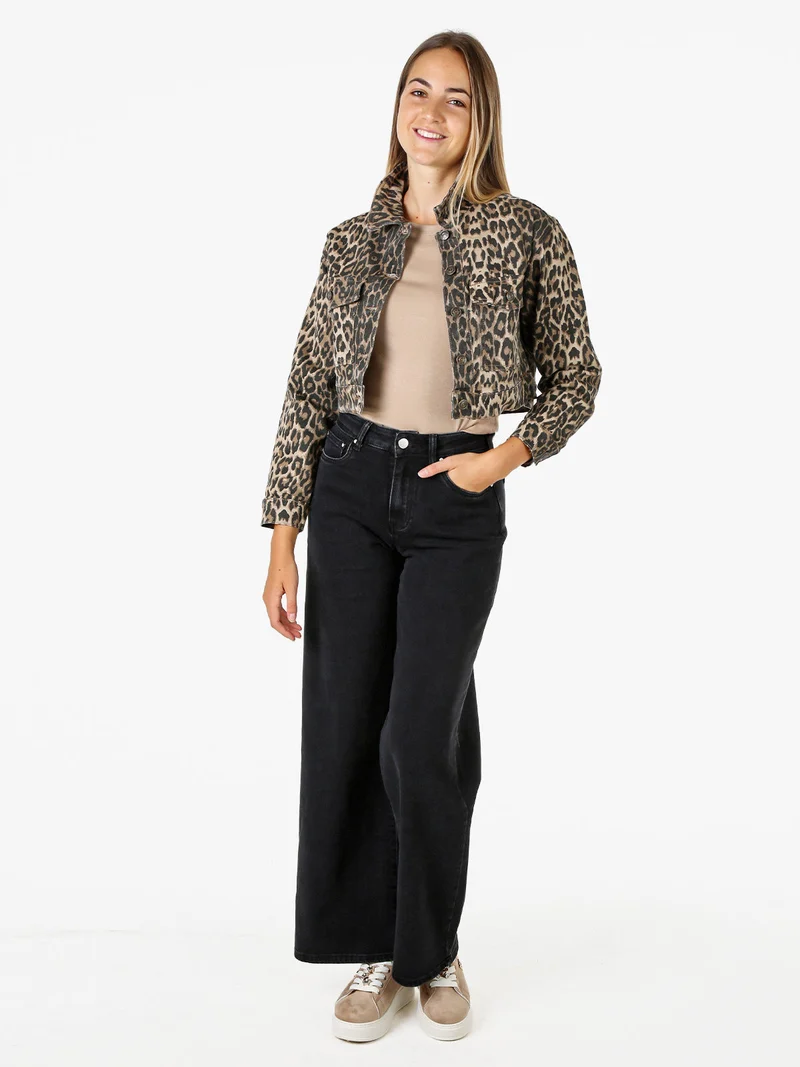 Giacca donna cropped maculata - multicolore