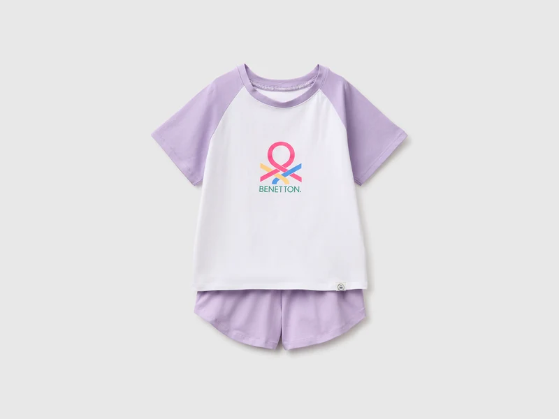 Kurzer Baumwollpyjama mit Logodruck