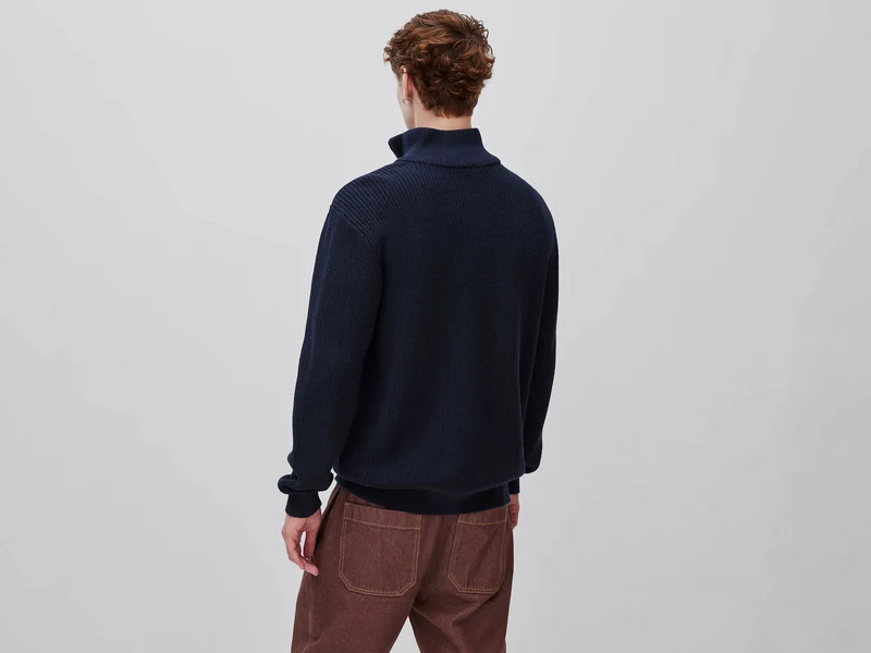 Pullover mit halbem Reißverschluss aus Wollmischung