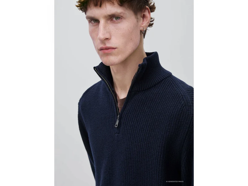 Pullover mit halbem Reißverschluss aus Wollmischung