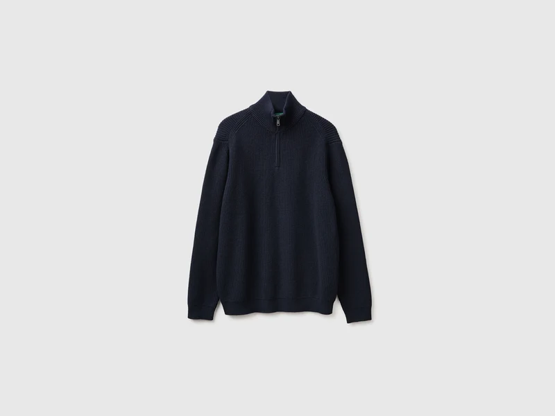 Pullover mit halbem Reißverschluss aus Wollmischung