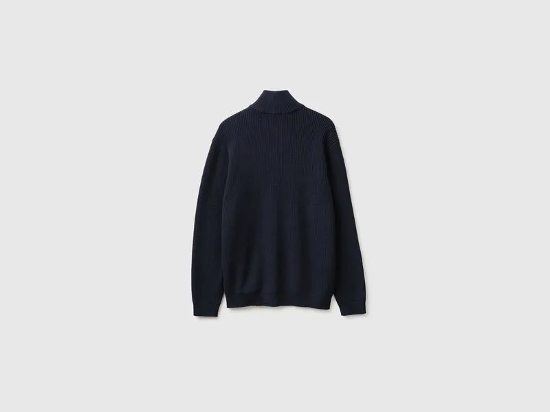 Pullover mit halbem Reißverschluss aus Wollmischung