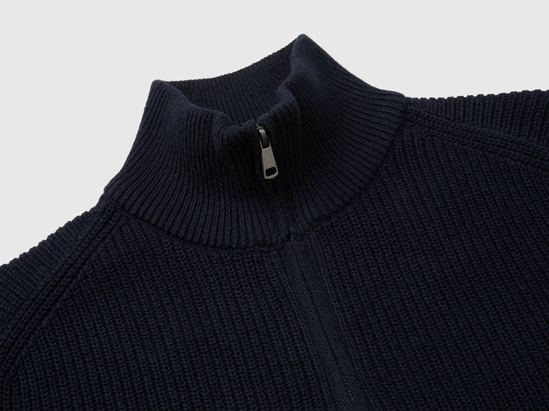 Pullover mit halbem Reißverschluss aus Wollmischung