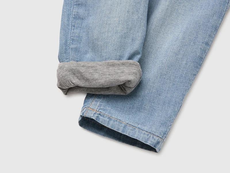 Chambray-Hose mit gerafftem High-Waist-Bund