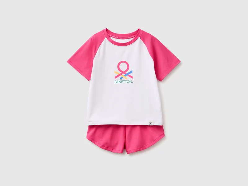 Kurzer Baumwollpyjama mit Logodruck