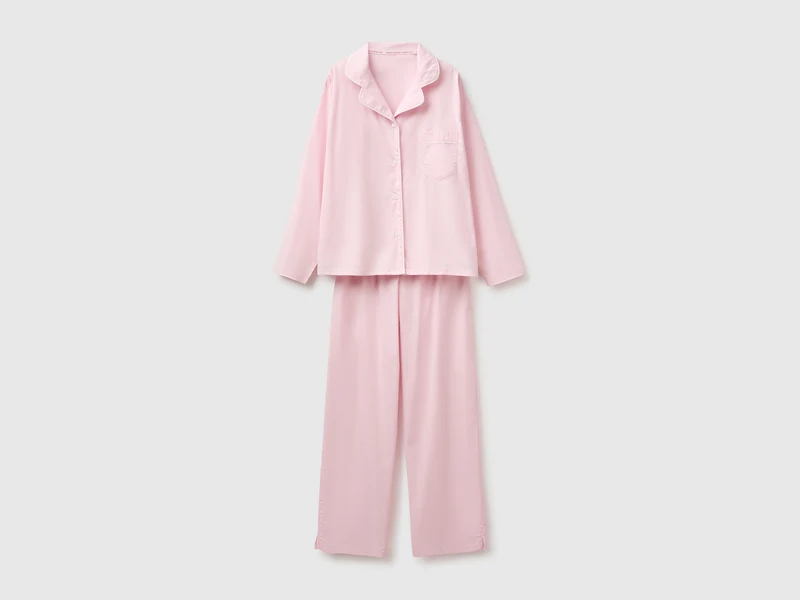 100% Baumwolle, langer, offener Pyjama