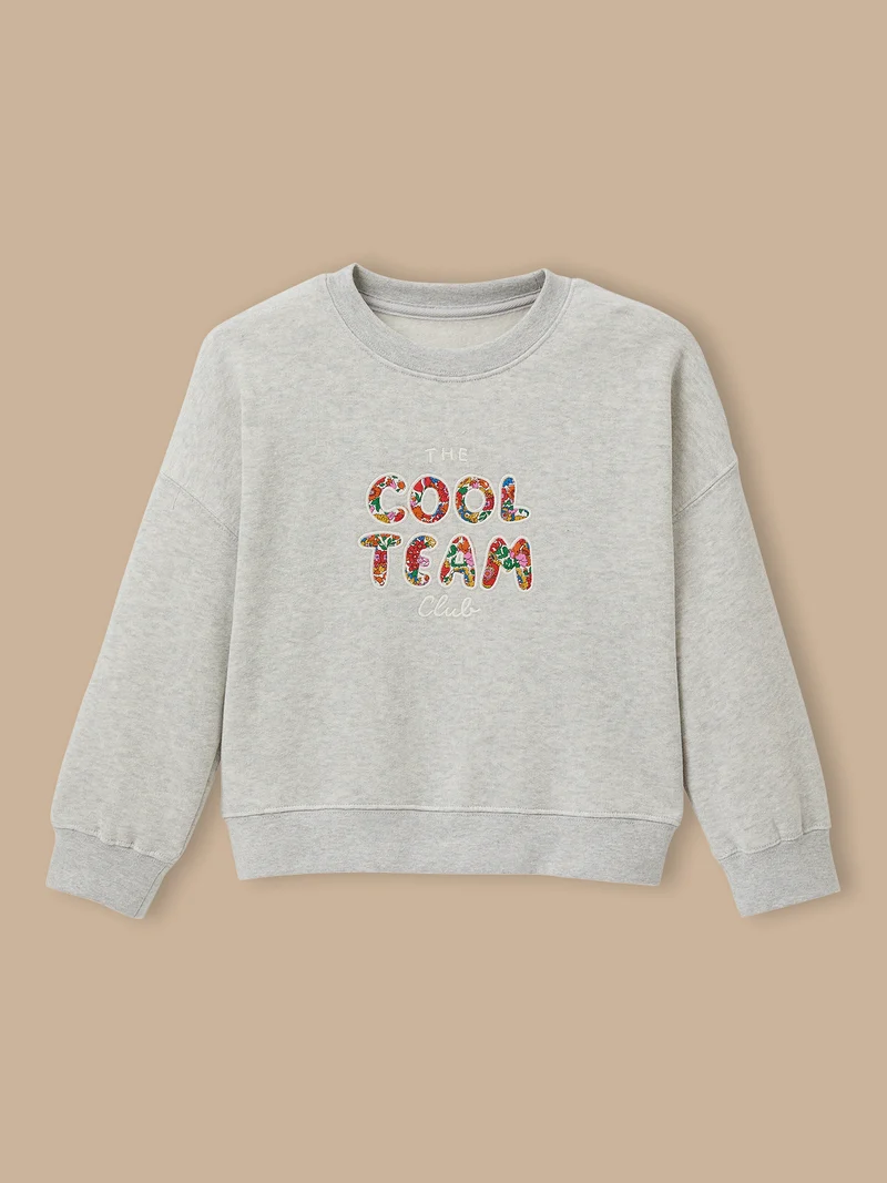 Mädchen-Sweatshirt « Cool Team », aus Liberty®-Stoff, Bio-Baumwolle
