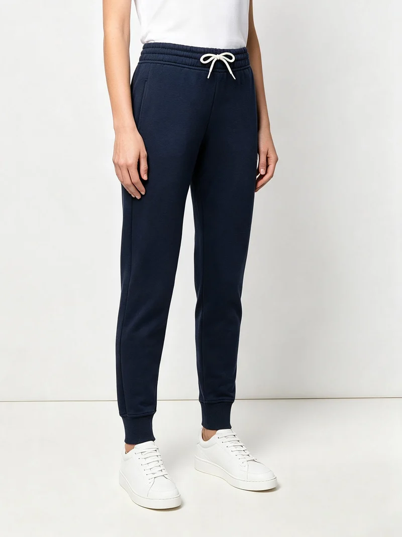 Pantaloni sportivi da donna con polsini e interno felpato - blu scuro