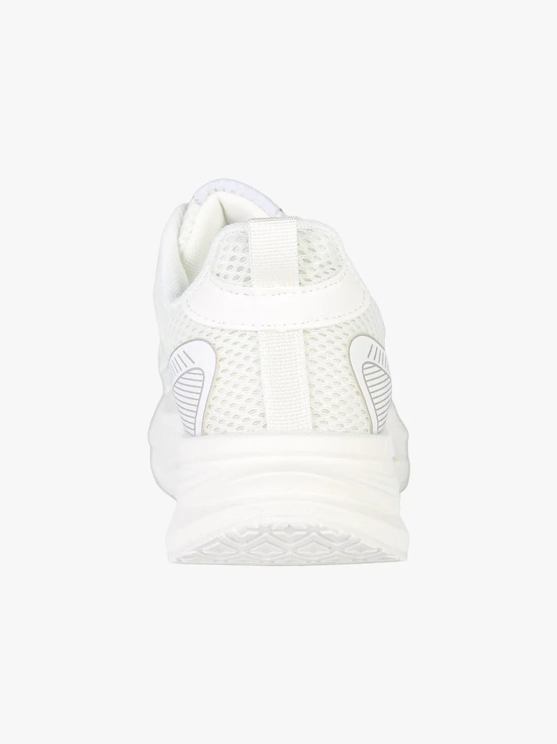 Sneakers sportive da donna in tessuto con suola alta - bianco