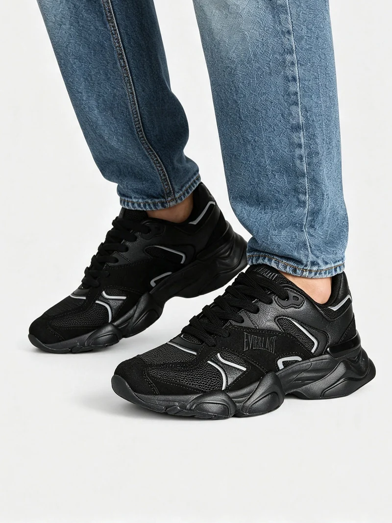 Sneakers sportive da uomo con suola alta - nero