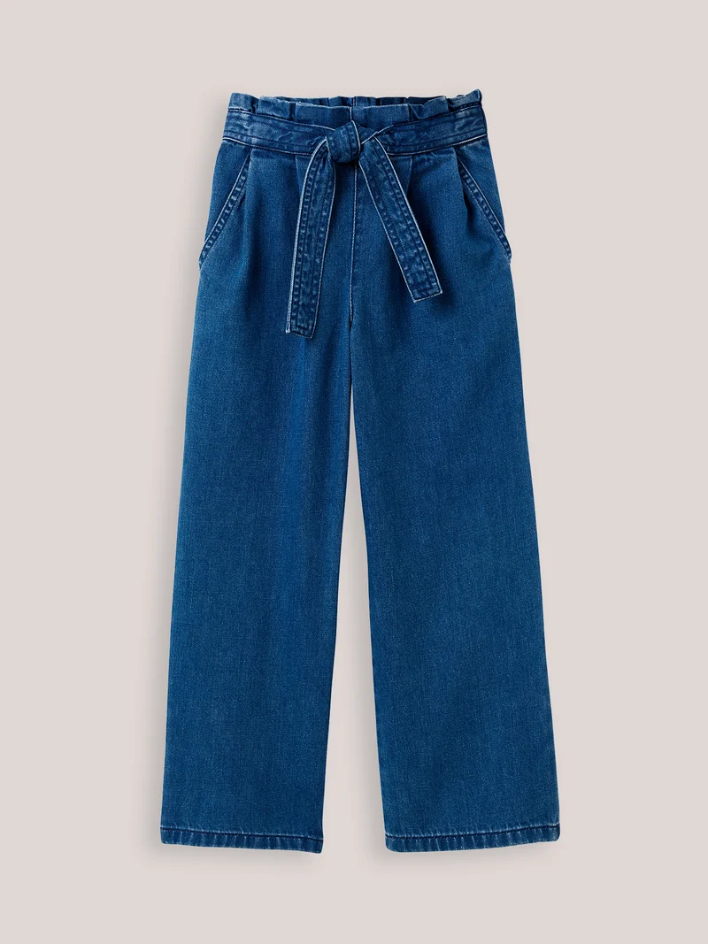 Mädchenhose aus leichtem Denim, weit geschnitten