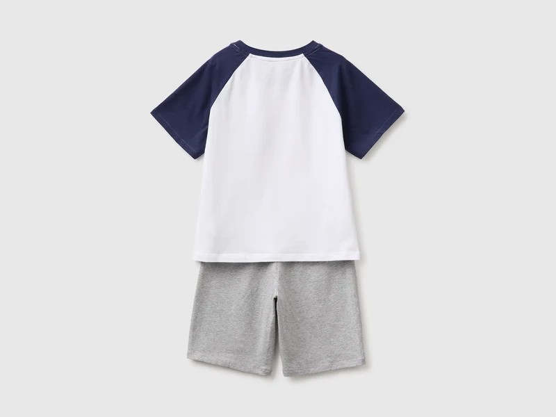 Kurzer Baumwollpyjama mit Logodruck