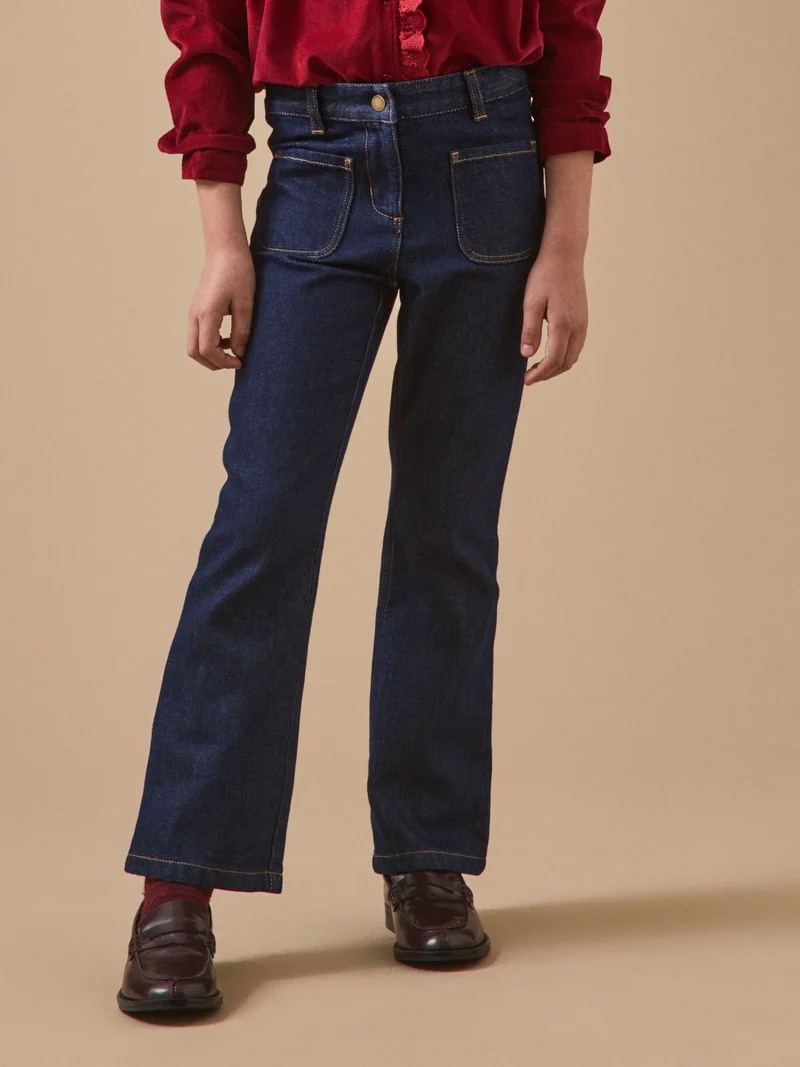 Mädchen-Denimhose, weit