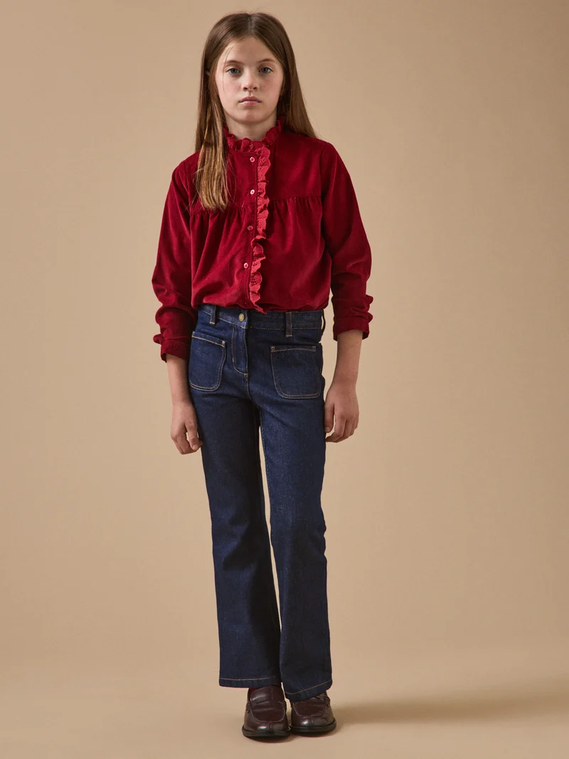 Mädchen-Denimhose, weit