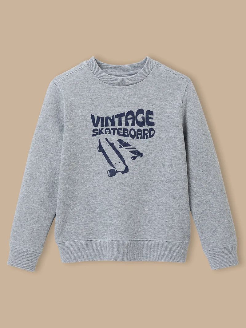 Jungen-Sweatshirt aus Molton mit Druckmuster