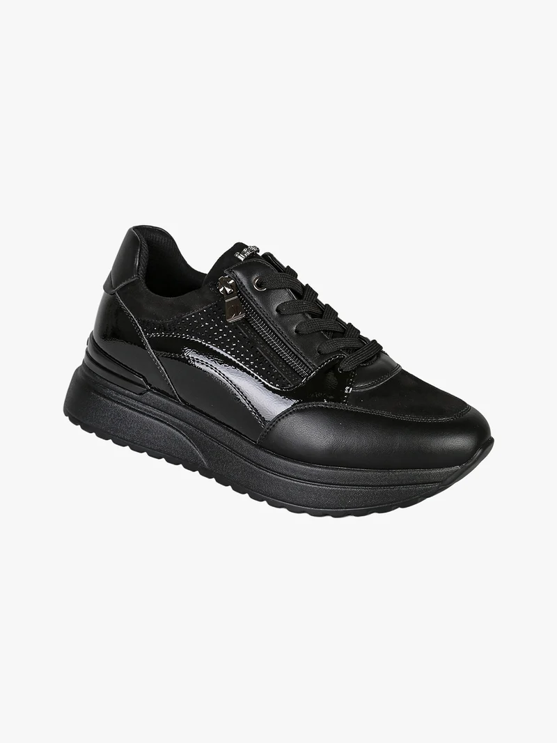 Sneakers casual da donna con platform - nero