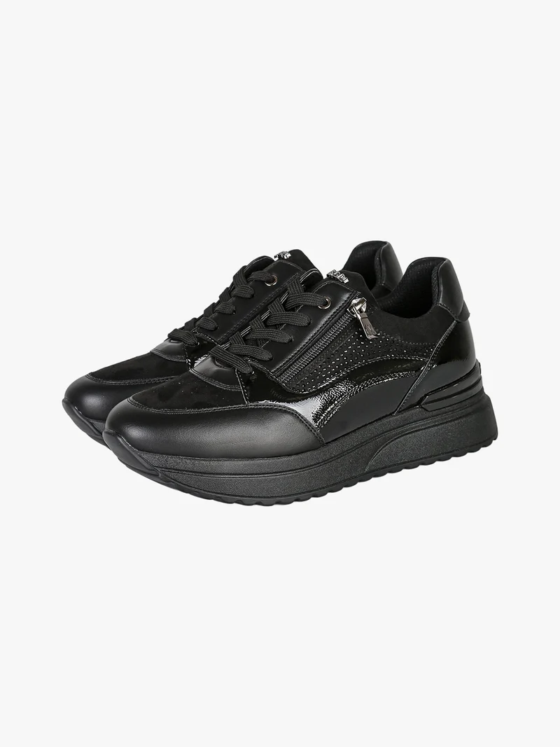 Sneakers casual da donna con platform - nero