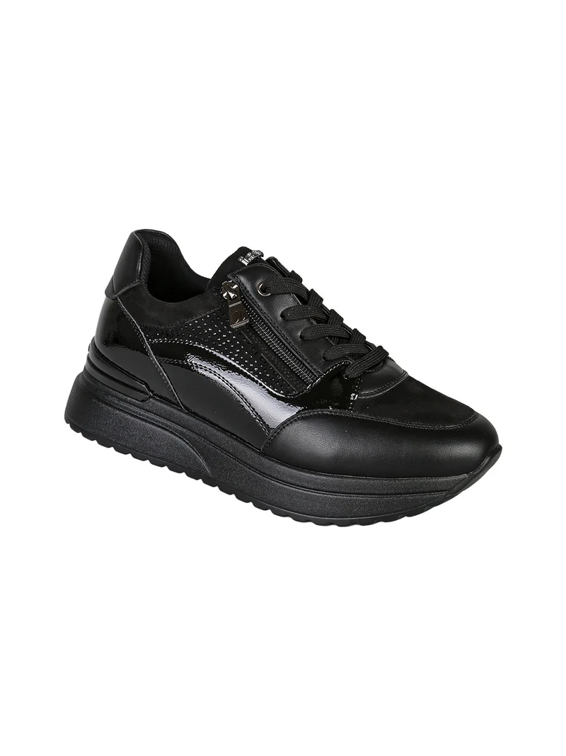 Sneakers casual da donna con platform - nero
